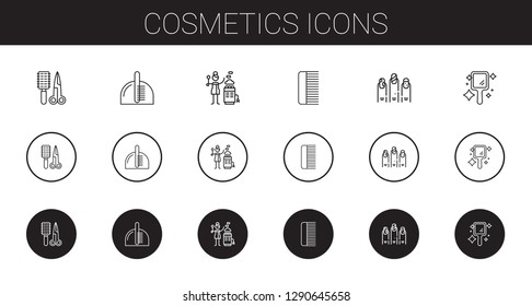 cosmetics icons set. Collection of cosmetics with comb, hot stones, nails, hand mirror. Editable and scalable cosmetics icons.