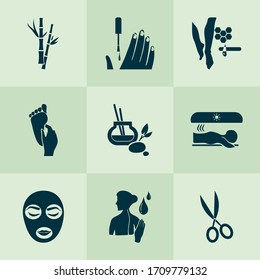 Cosmetics icons set with scissors, manicure, waxing and other shears elements. Isolated vector illustration cosmetics icons.