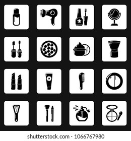 Cosmetics icons set. Simple illustration of 16 cosmetics clothes wear vector icons for web