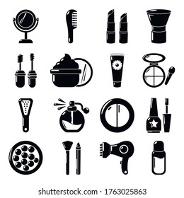 Cosmetics icons set. Simple illustration of 16 cosmetics clothes wear vector icons for web