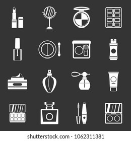 Cosmetics icons set vector white isolated on grey background 