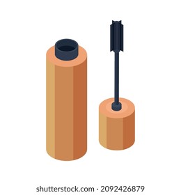 Cosmetics isometric composition with isolated image of cosmetic product on blank background vector illustration