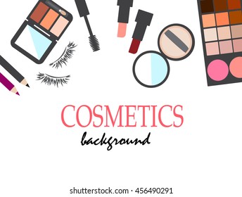 cosmetics items and make up artist objects for background Vector illustration.