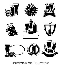 Cosmetics labels and elements set. Vector