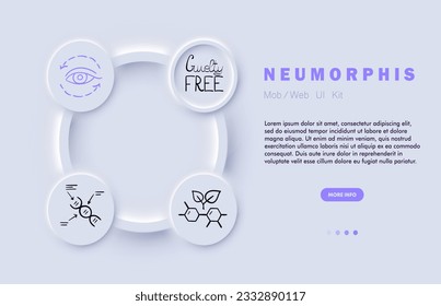 Cosmetics line icon. Lipstick, makeup, mascara, beauty, shadows, cosmetic bag, powder, woman, blush, cream, face, makeup. Neomorphism steyle. Vector line icon