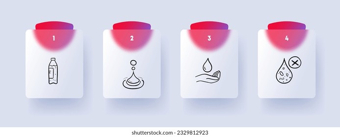 Cosmetics line icon. Moisturizer, hand care products, plastic bottle. Pastel color background. Vector line icon