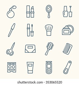 Cosmetics line icon set