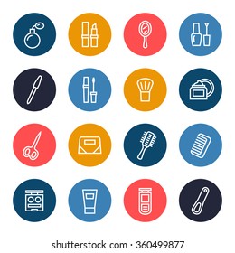 Cosmetics line icon set