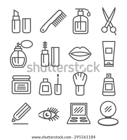 Cosmetics line icons