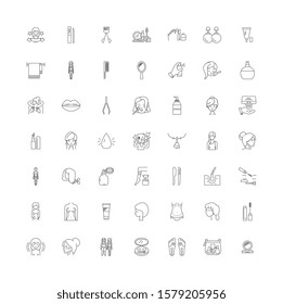 Cosmetics linear icons, signs, symbols vector line illustration set