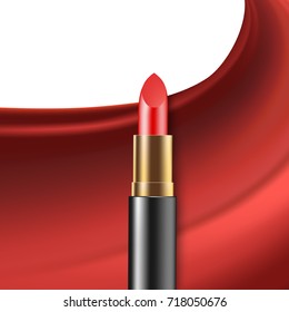 Cosmetics. Lipstick. Red lipstick. Vector illustration design.