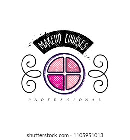 Cosmetics logo, handwritten lettering .Makeup studio, Web elements for a blog, a business card site.