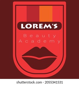cosmetics logo on a red square background
