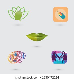 Cosmetics logo set, vector illustration, beauty and fashion logo set,