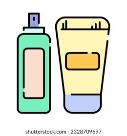 Cosmetics Lotion Skincare bottle Colorful Outline Icon Design