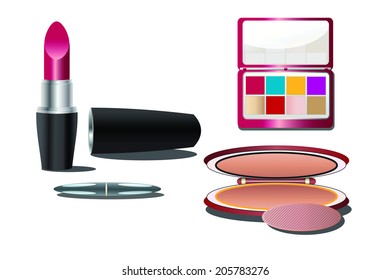 cosmetics make up on white background.