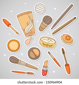 Cosmetics for make up. Hand drawn style.