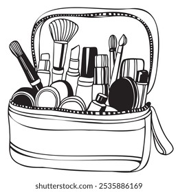 Saco de maquiagem de cosméticos Saco de cosméticos Moda loja Desenho Linear Ilustração