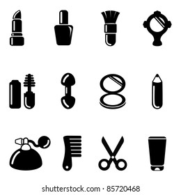 Cosmetics and makeup icon set-Silhouettes