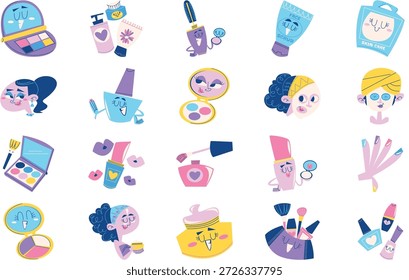 Cosmetics And Makeup Illustrations Vector Illustration. Illustration symbol design template for web mobile UI element.