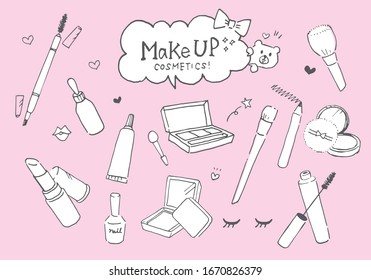 Cosmetics and makeup items set