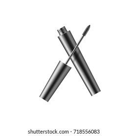 Cosmetics. Makeup. Mascara brush. Realistic 3d mock-up of cosmetics. Vector illustration design.