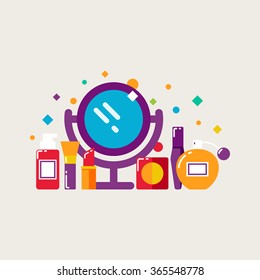 Cosmetics, makeup vector illustration