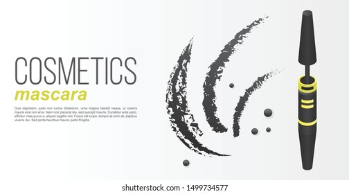 Cosmetics mascara concept banner. Isometric illustration of cosmetics mascara vector concept banner for web design