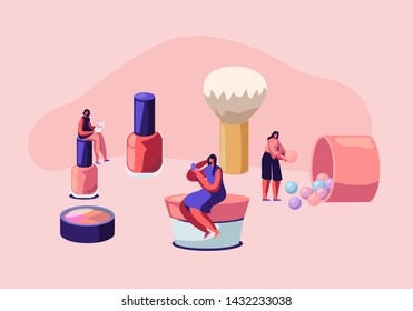 Cosmetics Masterclass, Face Care and Beauty. Women in Beautician Parlor. Female Characters Testing Skin Care Products in Salon. Makeup Courses, Make Up School, Cartoon Flat Vector Illustration