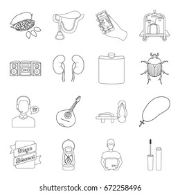 cosmetics, medicine, hunting and other web icon in outline style.music, racecourse, cooking icons in set collection.