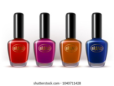 Cosmetics objects collection. Nail polih and lipstick comtainer.