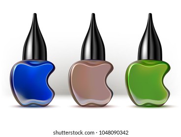 Cosmetics objects collection. Nail polih and lipstick comtainer.