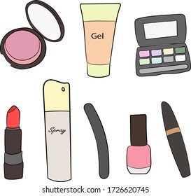 Cosmetics on a white background. Isolated objects.
