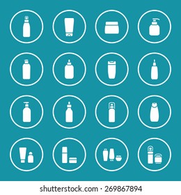 Cosmetics package icon set