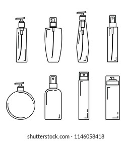 Icono del paquete Cosmetics con fondo blanco. Vector de material de estilo de línea delgado.