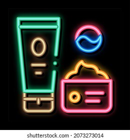 Cosmetics Package neon light sign vector. Glowing bright icon Cosmetics Package sign. transparent symbol illustration