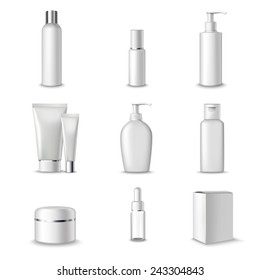 Cosmetics Packages Beauty Products Set Realistic 3d Isolated Vector Illustration