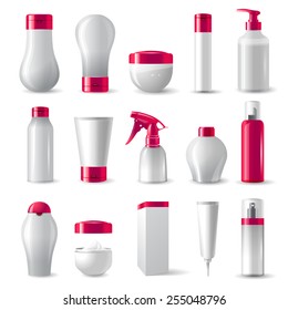 cosmetics packages border with pink caps