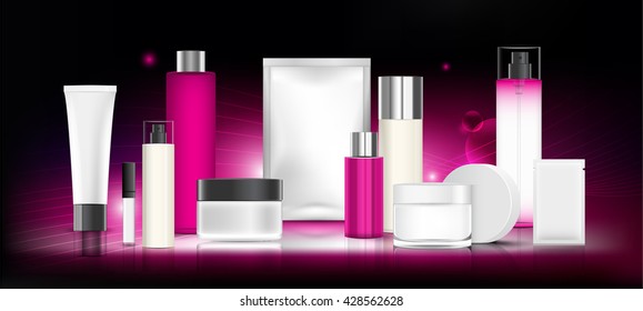 Cosmetics Packages design Beauty Products vector.