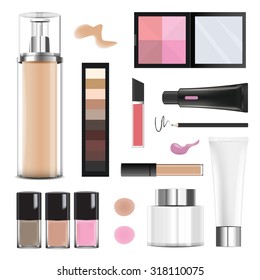 Cosmetics packages set design beauty vector