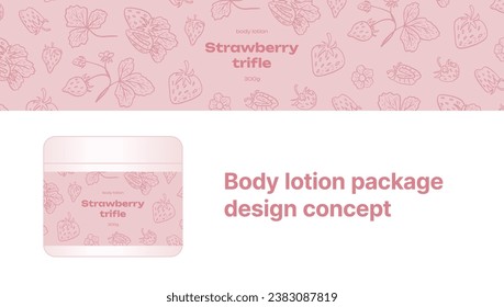 Cosmetics packaging design. Vector product label template with berry ornament. Good for food, drink, cosmetics etc. 