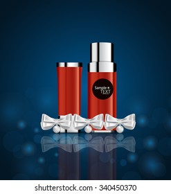 Cosmetics packaging, Holiday Gift. Vector illustration.