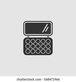 Cosmetics palette icon flat. Black pictogram on grey background. Vector illustration symbol