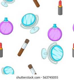 Cosmetics pattern. Cartoon illustration of cosmetics vector pattern for web