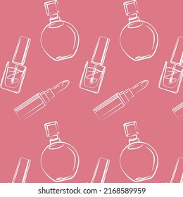 cosmetics pattern line drawing girl perfume for nails for lips 