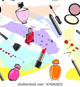 Cosmetics pattern seamless. Vector stock.