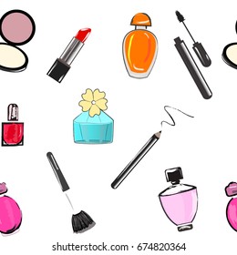 Cosmetics pattern seamless. Vector stock.