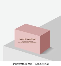 Cosmetics pink package box container and shadow mockups isolated on gray vector background