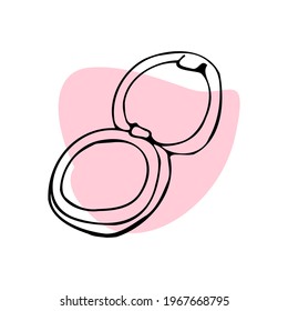 
Cosmetics. Powder with a mirror. Doodle in pink. Graphic design.
Cosmetic product. Lazy drawing. Vector. Isolated over white background.