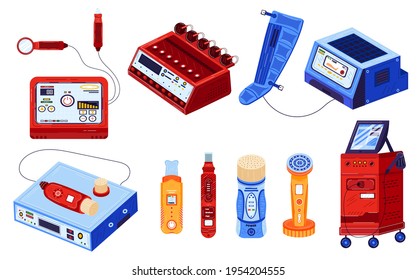 Cosmetics procedure device, beauty care, skin treatment equipment, isolated on white, design, style cartoon vector illustration.